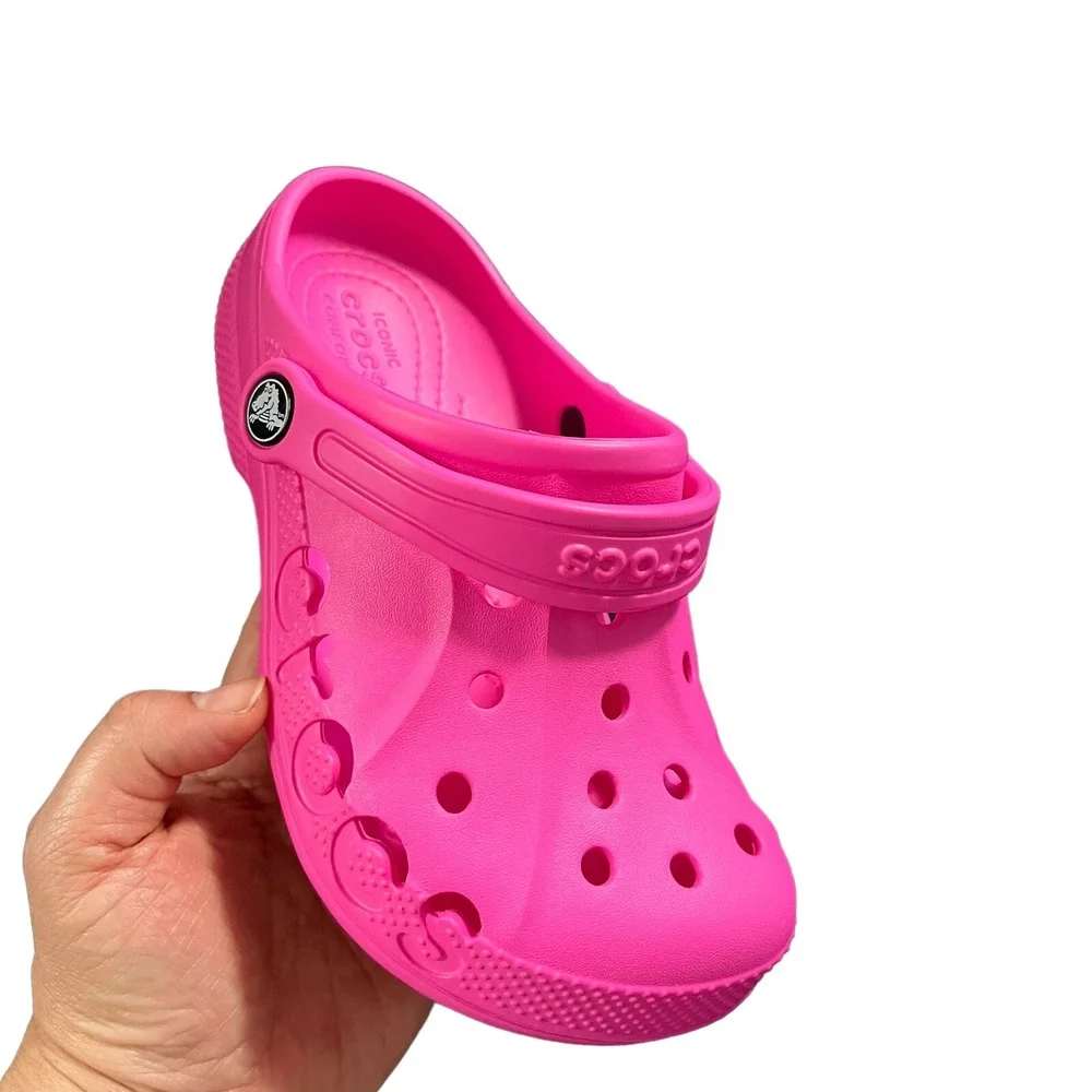 Crocs Baya Youth Girls Slip-on Clogs Size 2 (J2) Pink Water Friendly Lightweight